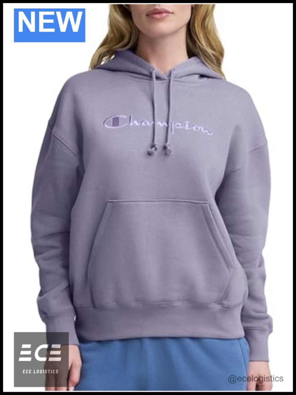 Champion Powerblend Pullover Hoodie Loose Fit Midweight Fleece Kangaroo Pocket